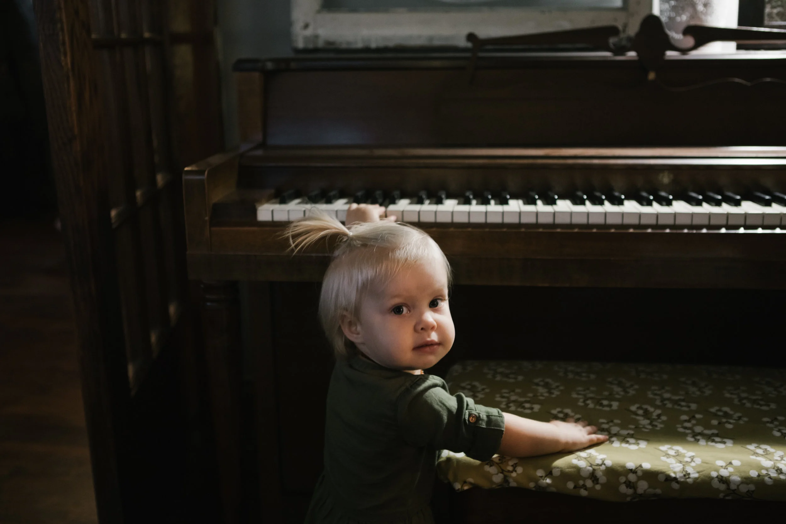 Baby playing with piano