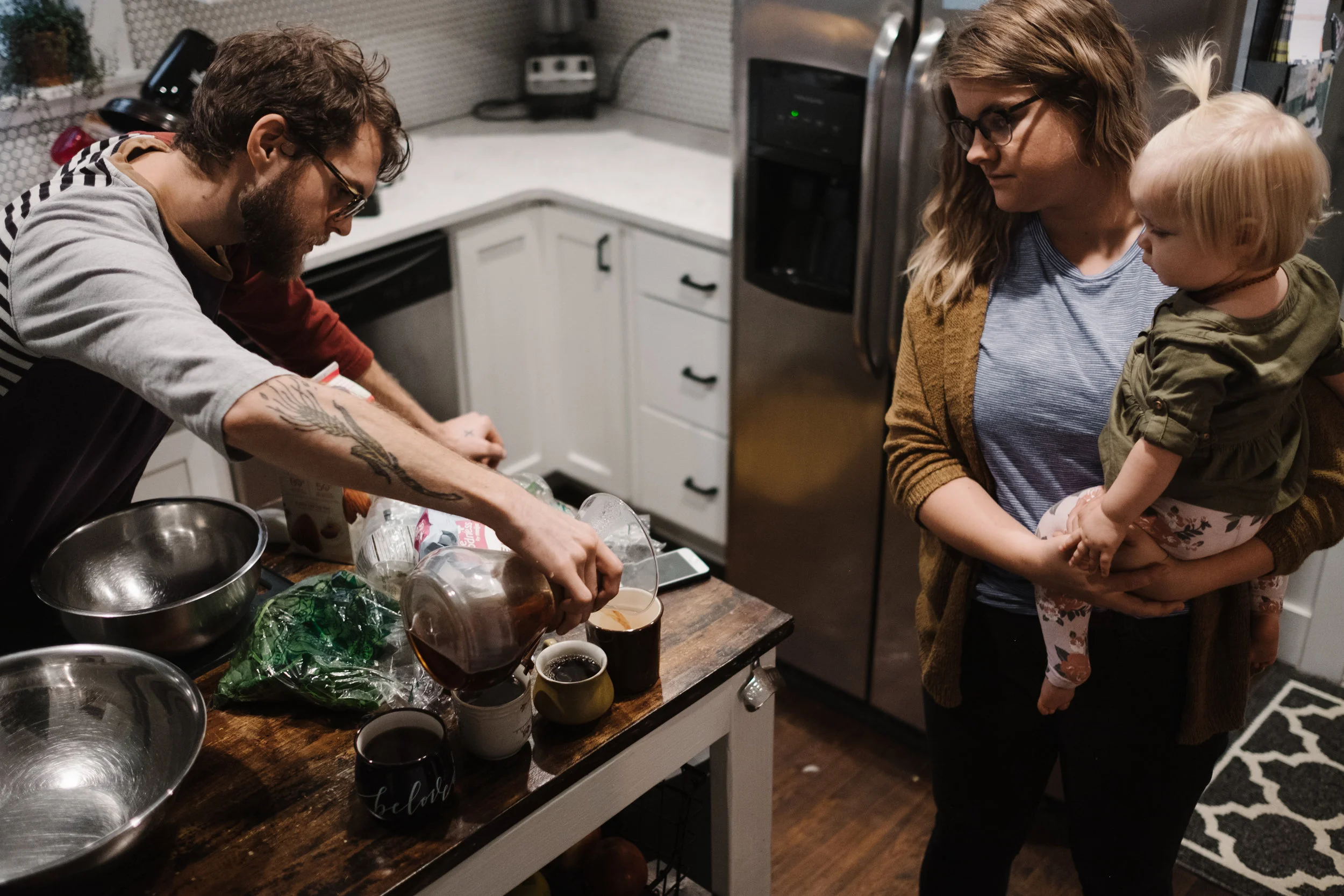 Family making breakfast