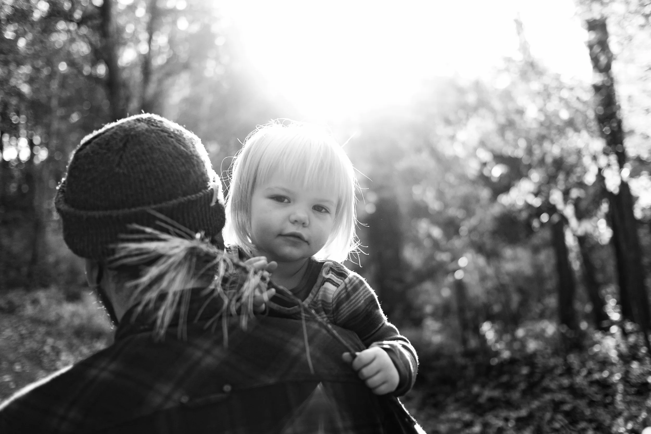 Father holding daughter