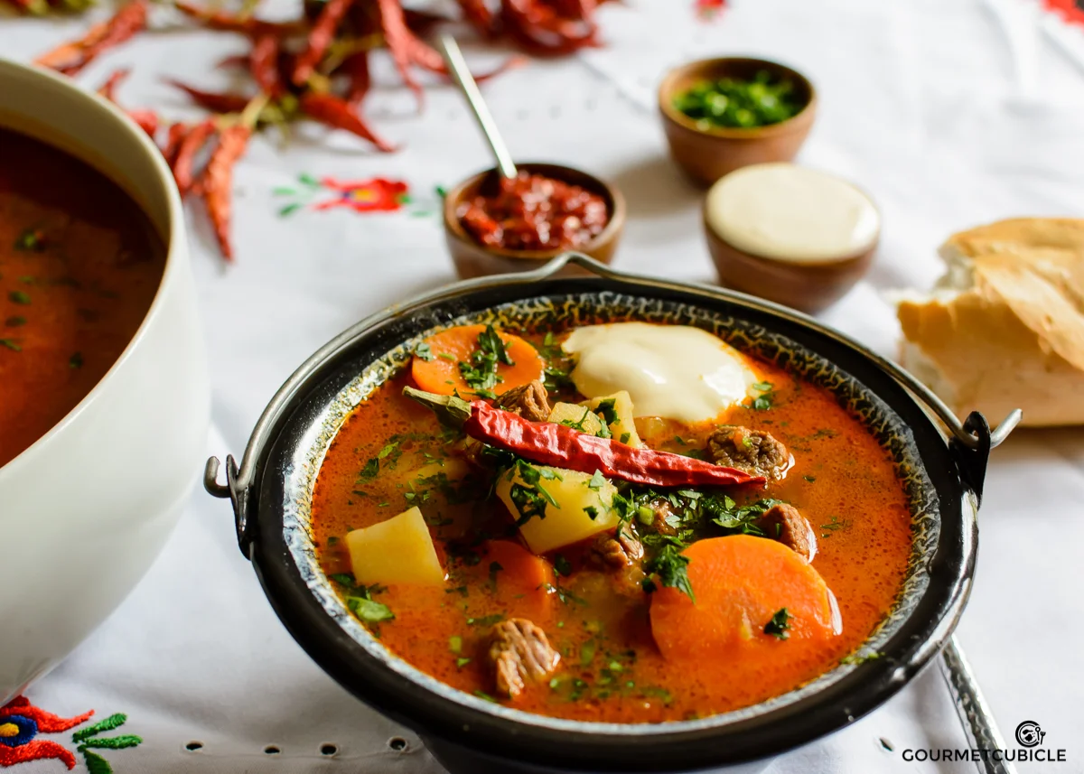 Traditional Hungarian Goulash (Gulyásleves)