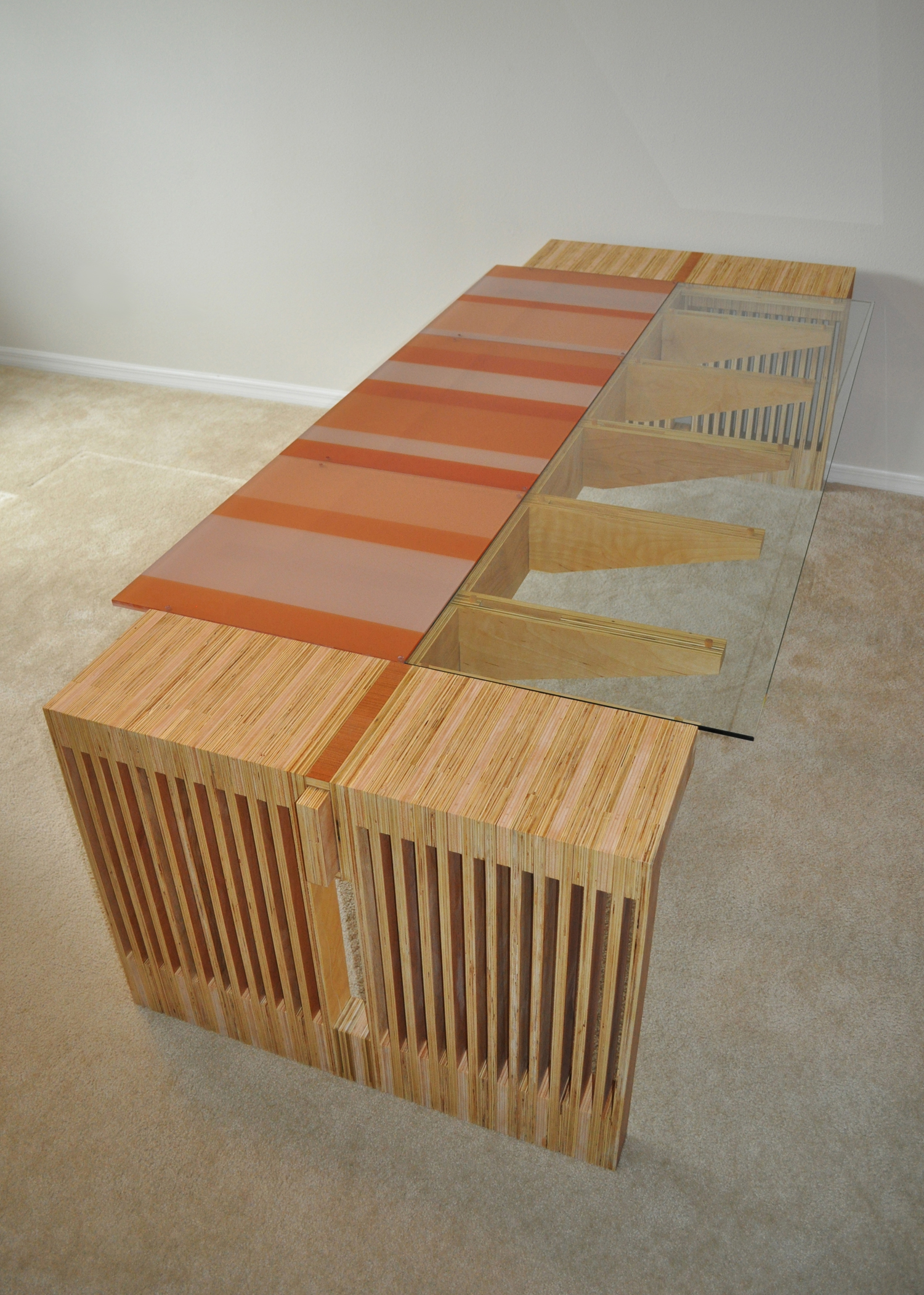 'stacked': conference table