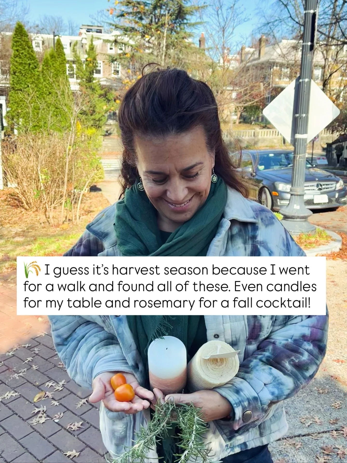 🌾 I guess it&rsquo;s harvest season because I went for a walk and found all of these. Even candles for my table and rosemary for a fall cocktail!