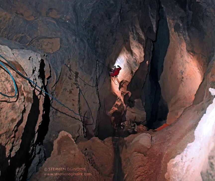Staring into the Bowl Hole abyss from the top of the drop series.