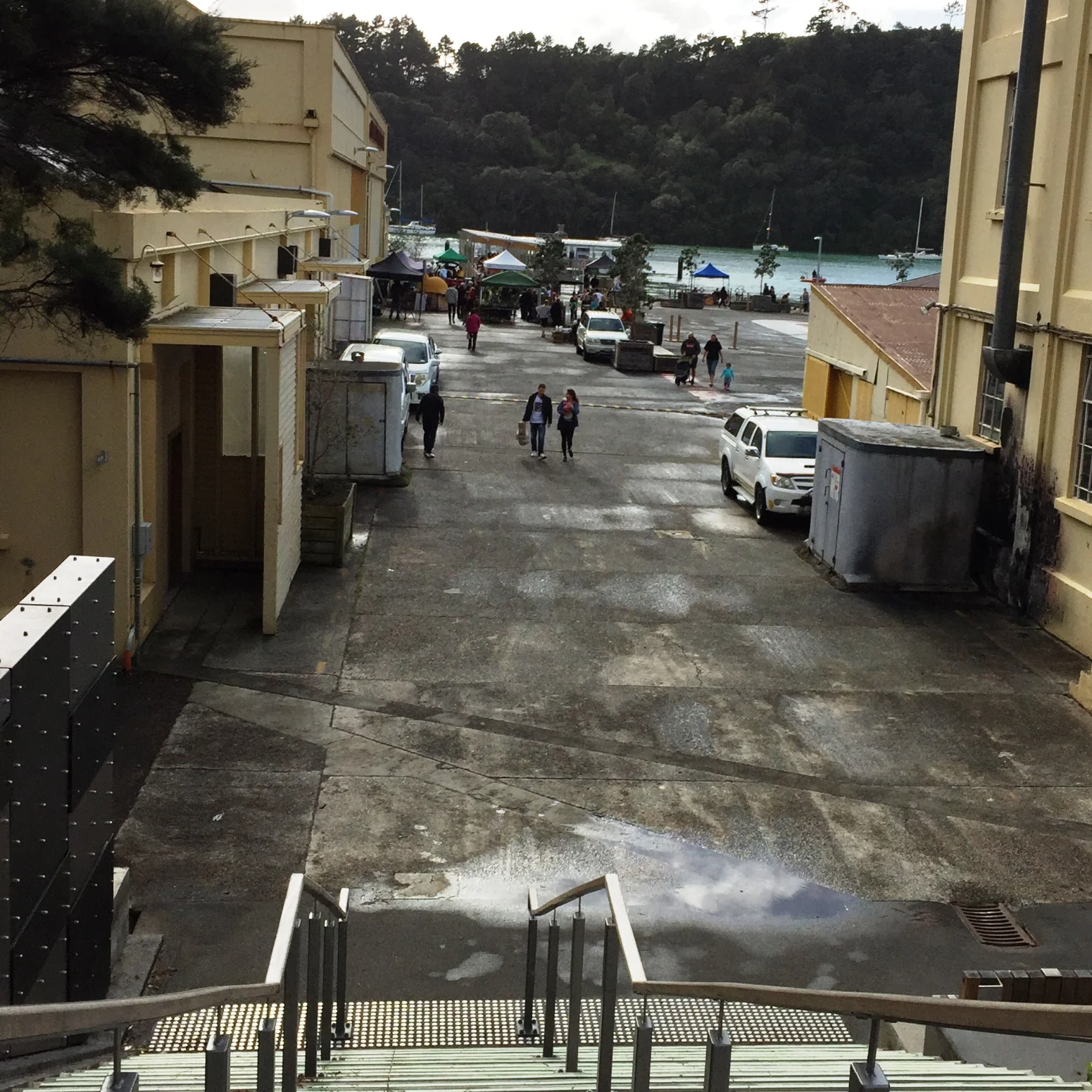 Walking down from ferry's park and ride