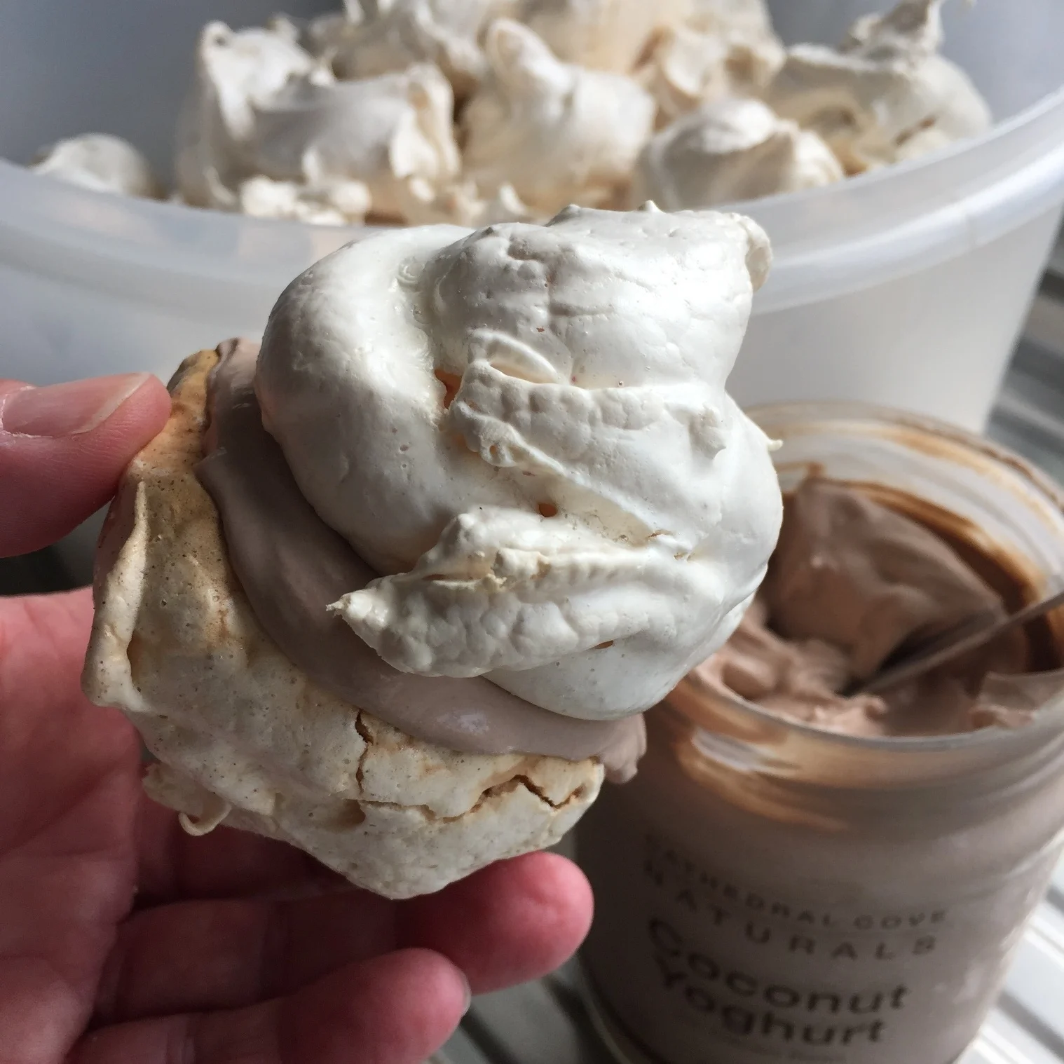 Sandwiched together with Cathedral Cove cacoa bean coconut yoghurt