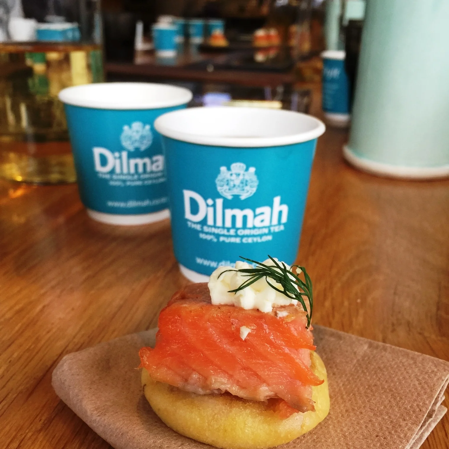 Earl grey tea cured salmon on blinis
