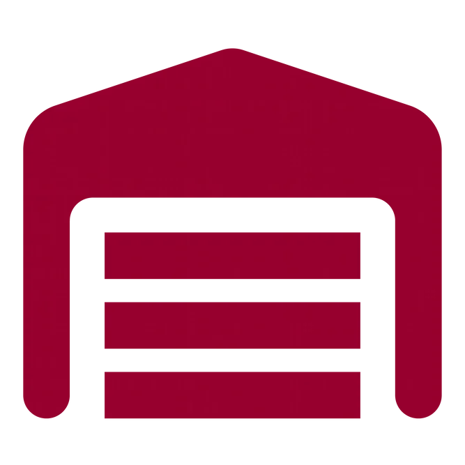 Red warehouse icon