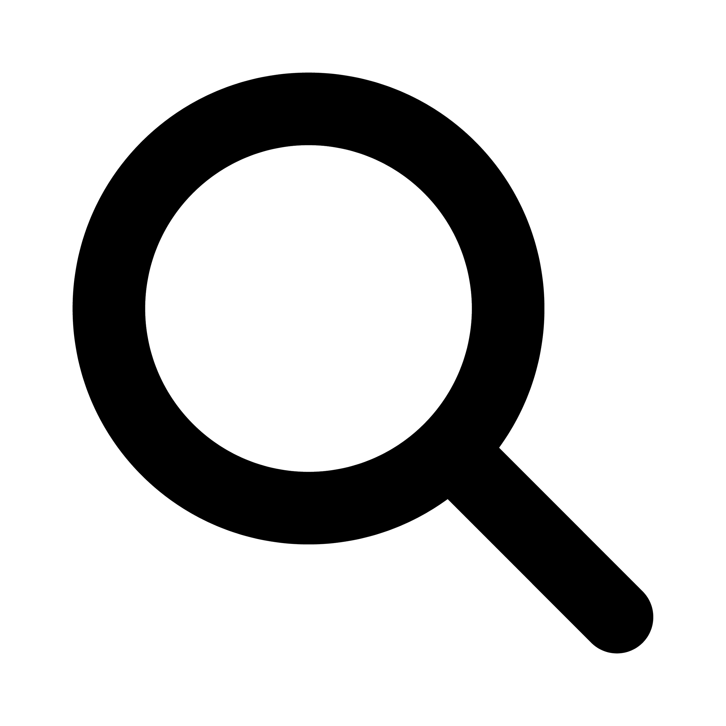 Black and white magnifying glass icon