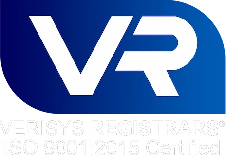 Verisy Registrars ISO 9001 2015 blue and white logo