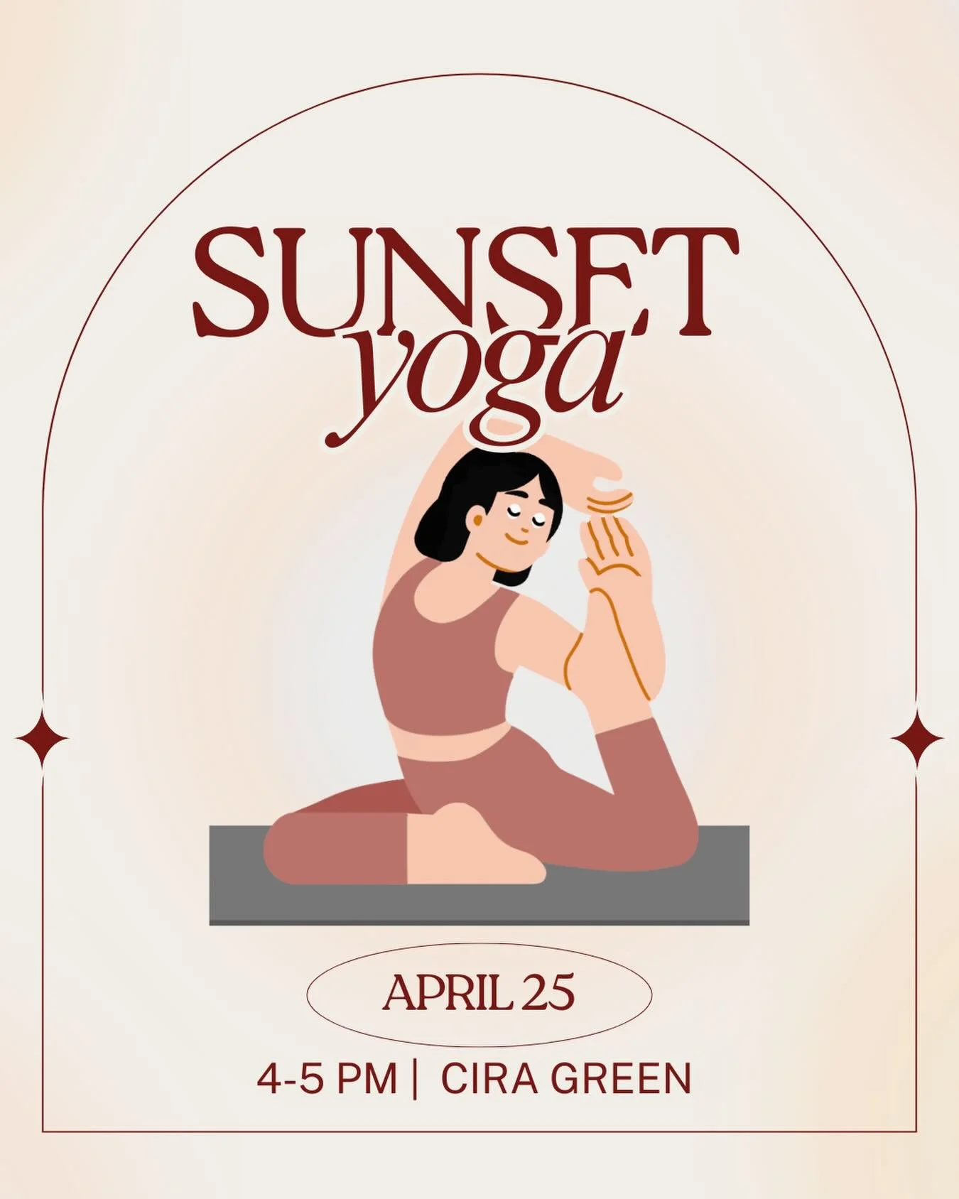 Join us to de-stress during Sunset Yoga with Philly Yoga Instructor, Jung Kim (@yogajungphl )!

Enjoy a free yoga session with mindfulness! 

RSVP now to reserve your slot!