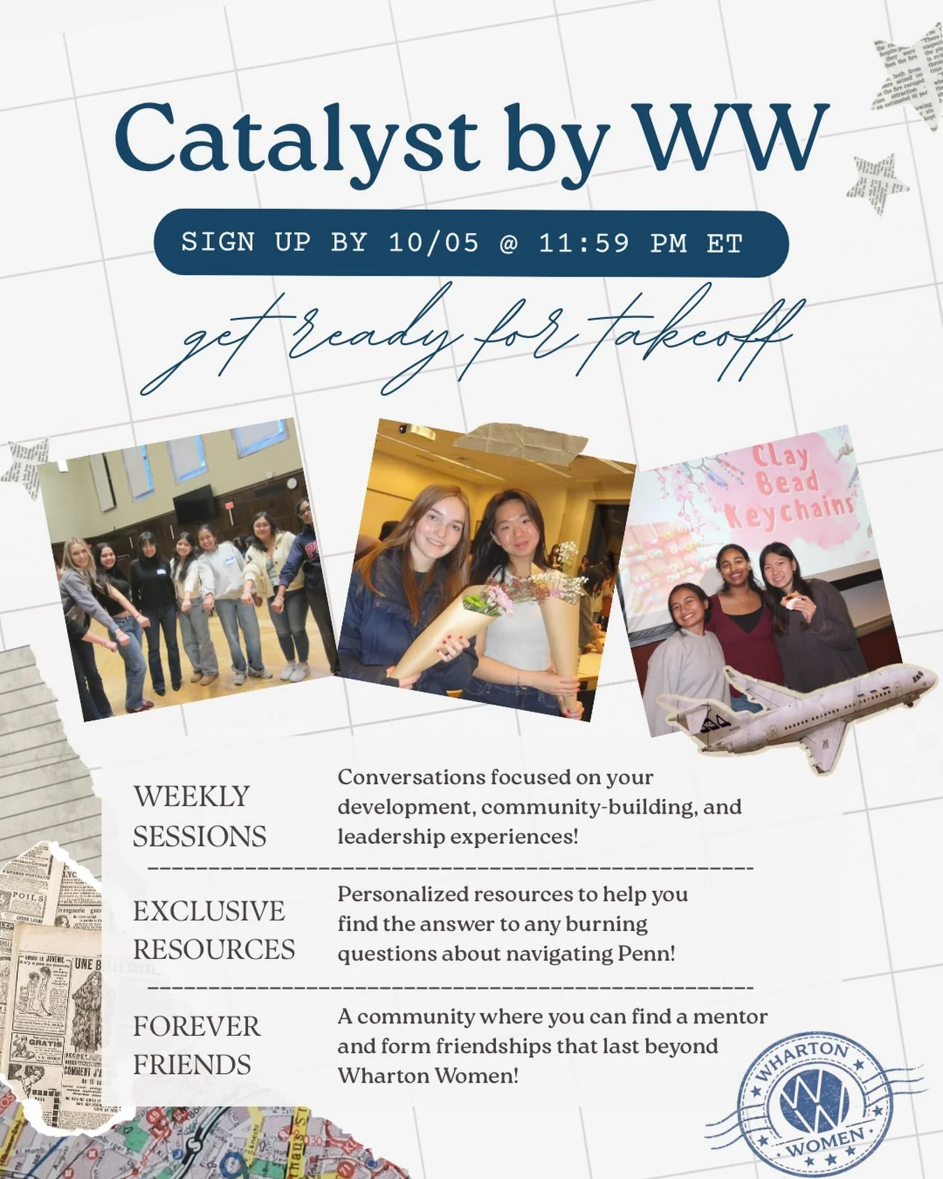 Get ready for takeoff with WW Catalyst!! ✈️✨
Join a wonderful  program with weekly sessions, exclusive resources, and lasting connections to help you grow professionally and personally💙
Sign up through our link in bio by Monday October 5!!