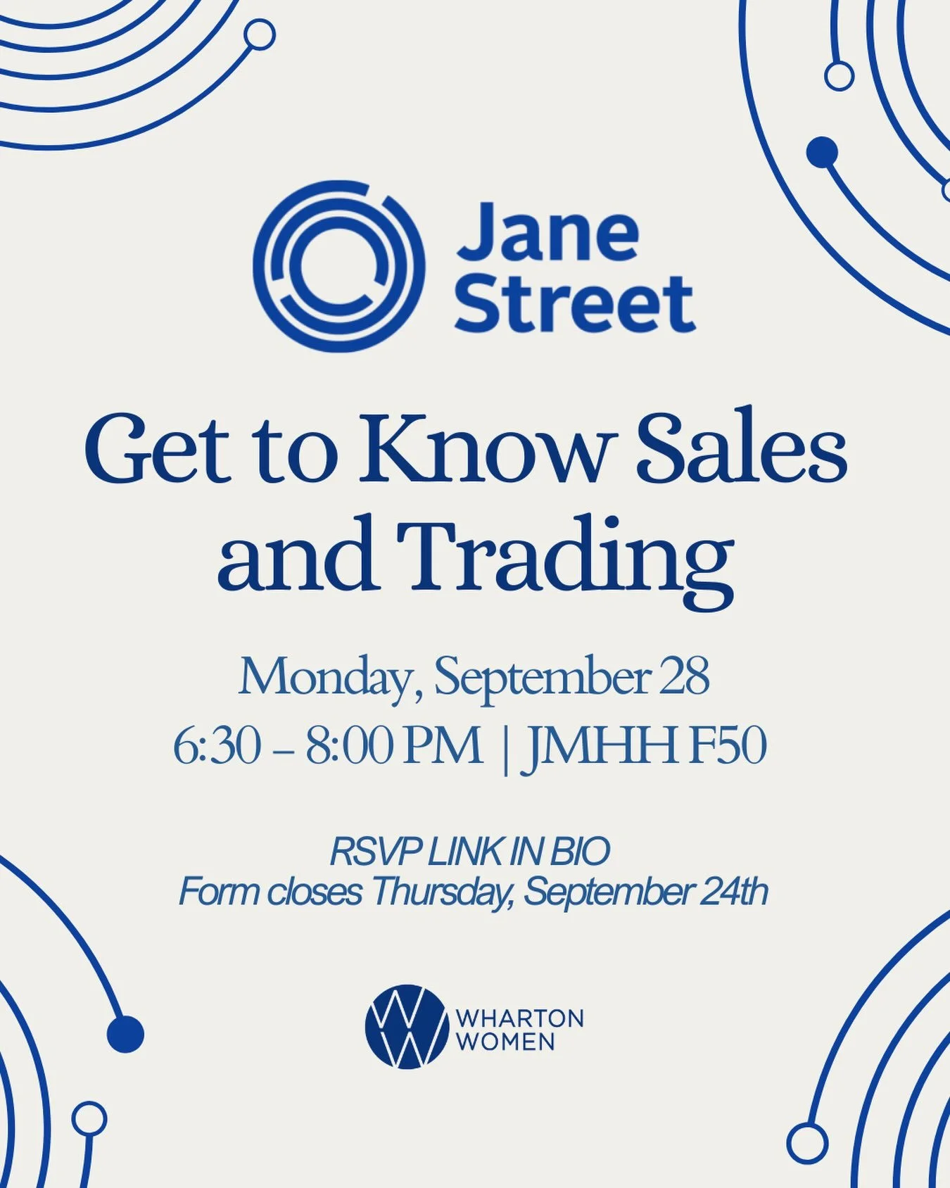 Learn what it&rsquo;s really like to be a S&amp;T intern from Jane Street&rsquo;s Sales people &amp; Sales-Traders
 👀 Food + swag provided 🔗 Sign up by EOD 9/24 here or in bio: https://tinyurl.com/yufwtd98

Open to all grad years