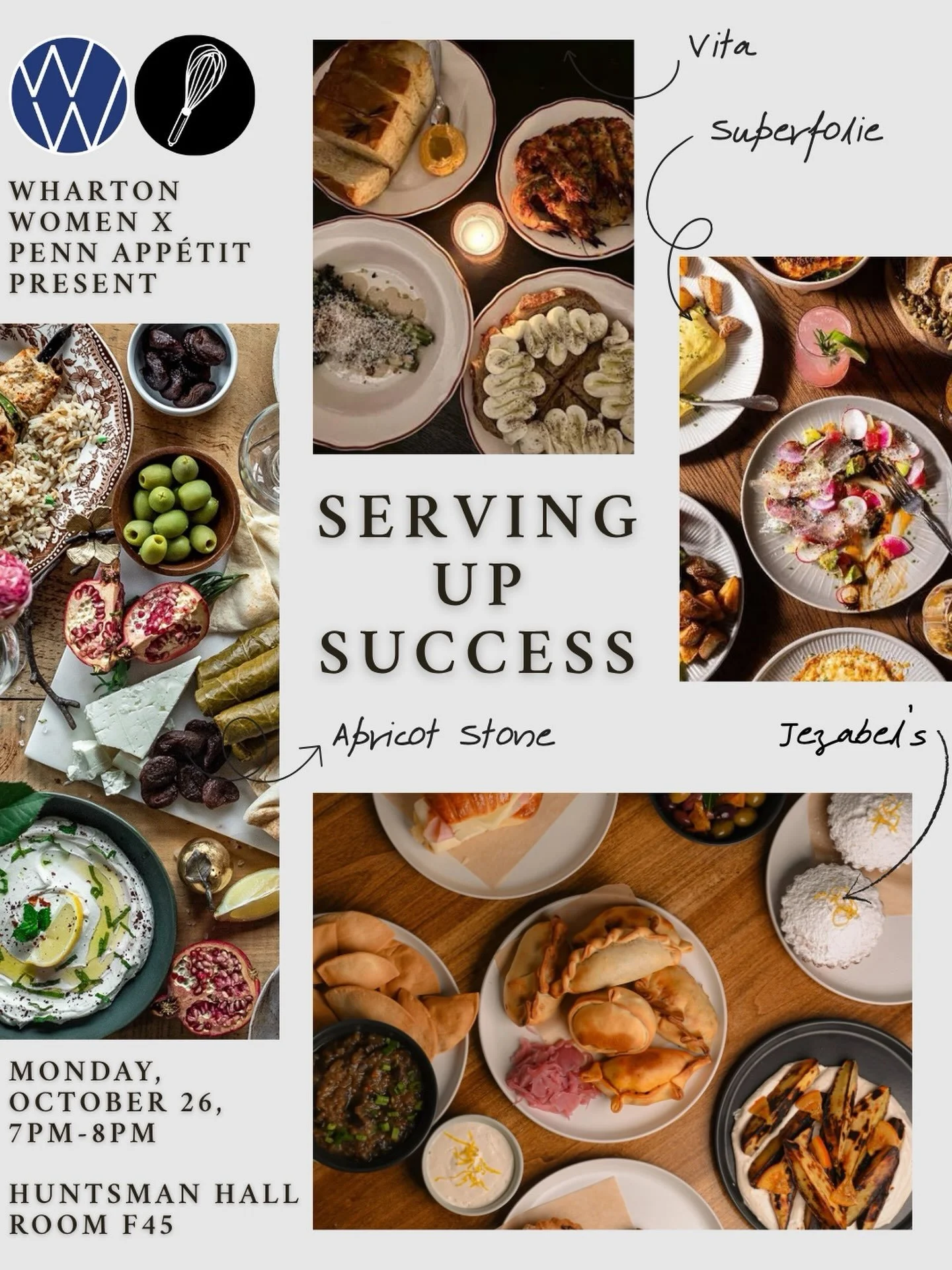 Join us on Monday, October 26th at 7 pm in JMHH F45 for a conversation with women restaurateurs in Philadelphia! RSVP through the link in our bio. Hear from restaurant professionals and founders at Jezabel&rsquo;s, The Good King, Apricot Stone, and V
