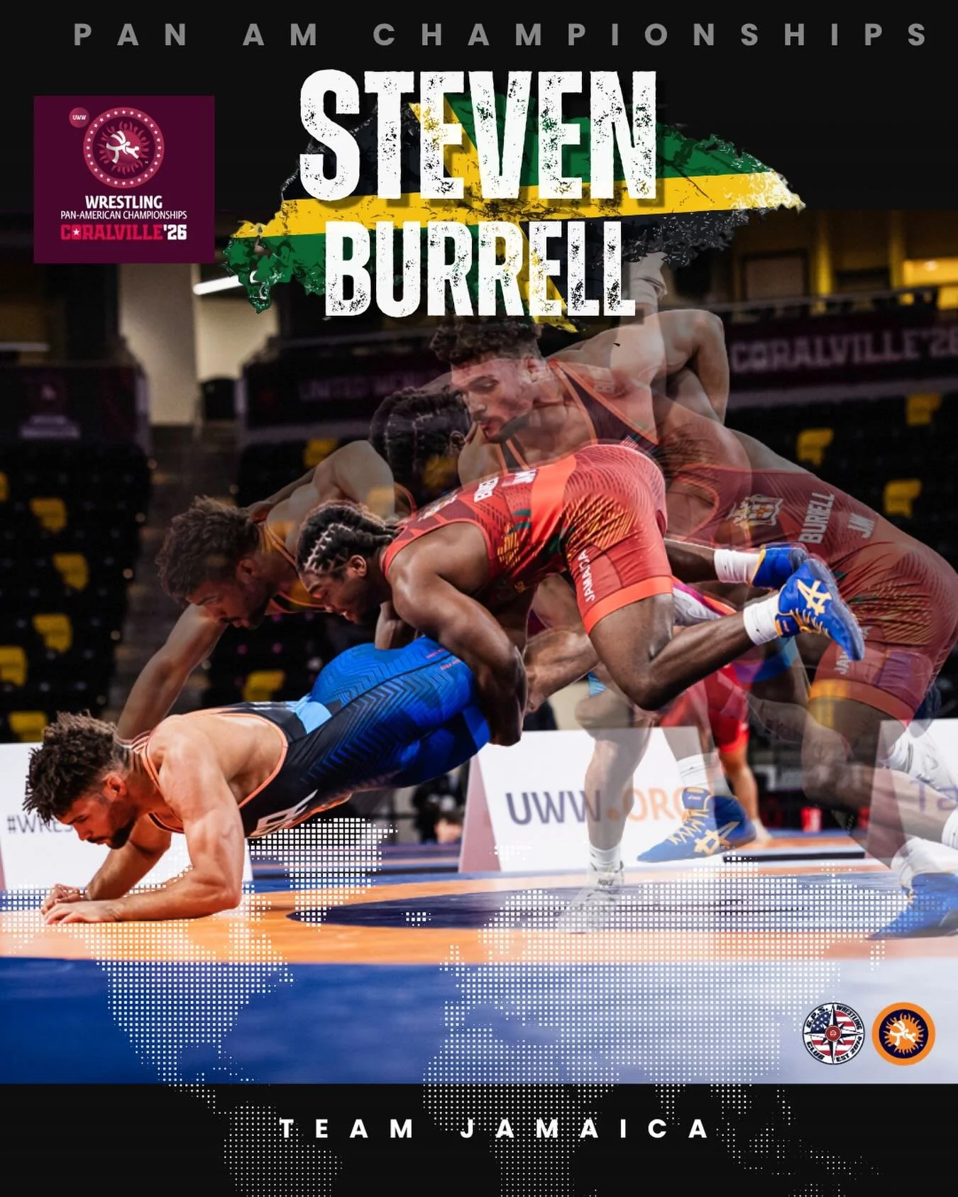 𝐒𝐞𝐧𝐢𝐨𝐫 𝐋𝐞𝐯𝐞𝐥 𝐃𝐞𝐛𝐮𝐭: 𝐃𝐨𝐧𝐞 ✅

Steven Burrell competed in his first Senior Level Competition last weekend wrestling in the Pan-American Championships! Representing Team Jamaica, Steven fell just one point shy of a Bronze Medal. The b