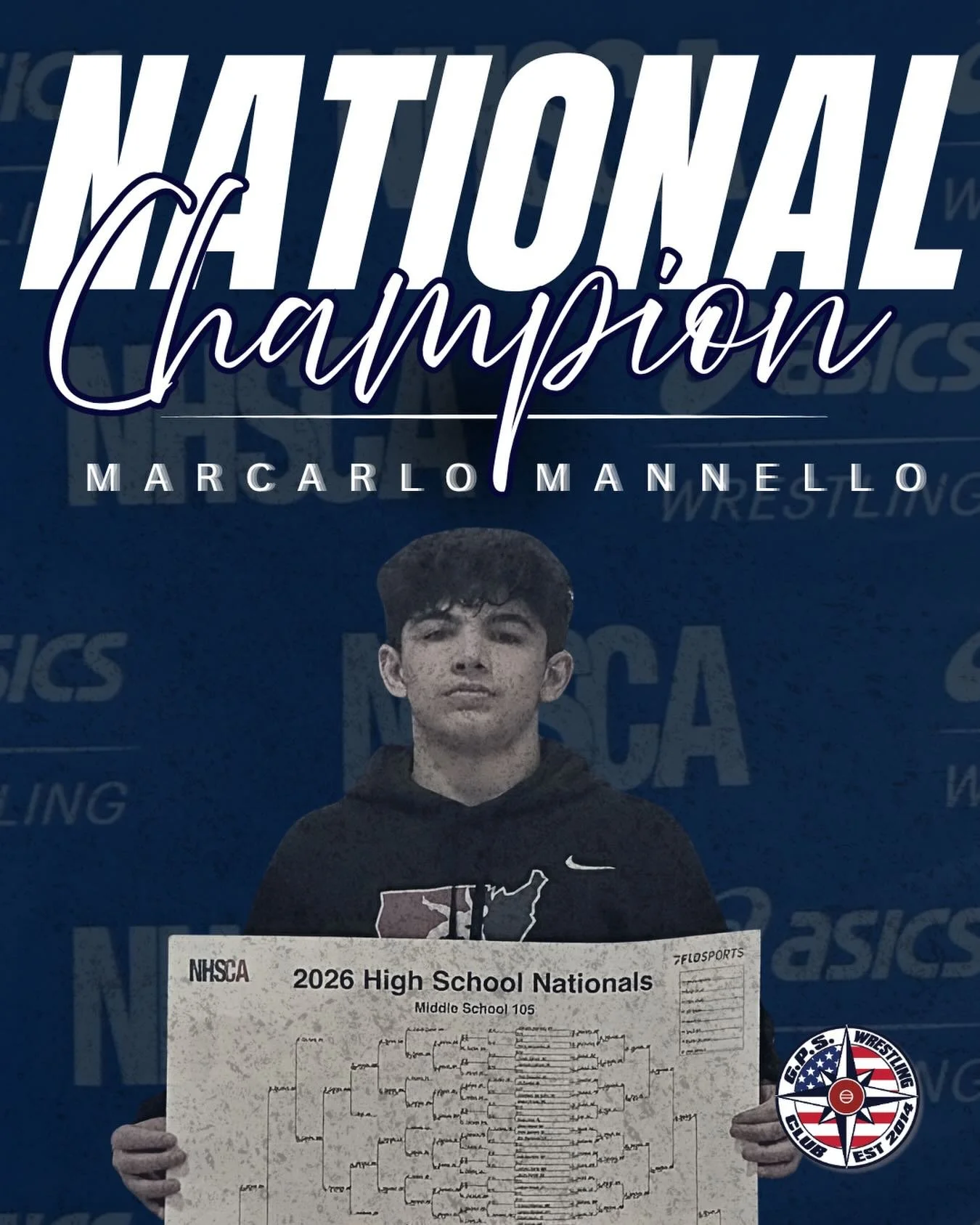𝐍𝐚𝐭𝐢𝐨𝐧𝐚𝐥 𝐂𝐡𝐚𝐦𝐩𝐢𝐨𝐧 🏆

Marcarlo Mannello is your 105lb NHSCA Middle School National Champion!

#IntoTheStorm #GPSwrestling🧭