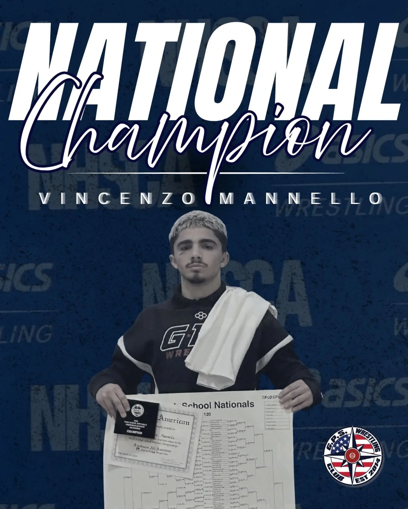 𝐍𝐚𝐭𝐢𝐨𝐧𝐚𝐥 𝐂𝐡𝐚𝐦𝐩𝐢𝐨𝐧 🏆

Vincenzo Mannello is your 120lb NHSCA Freshman National Champion! 

#IntoTheStorm #GPSwrestling🧭