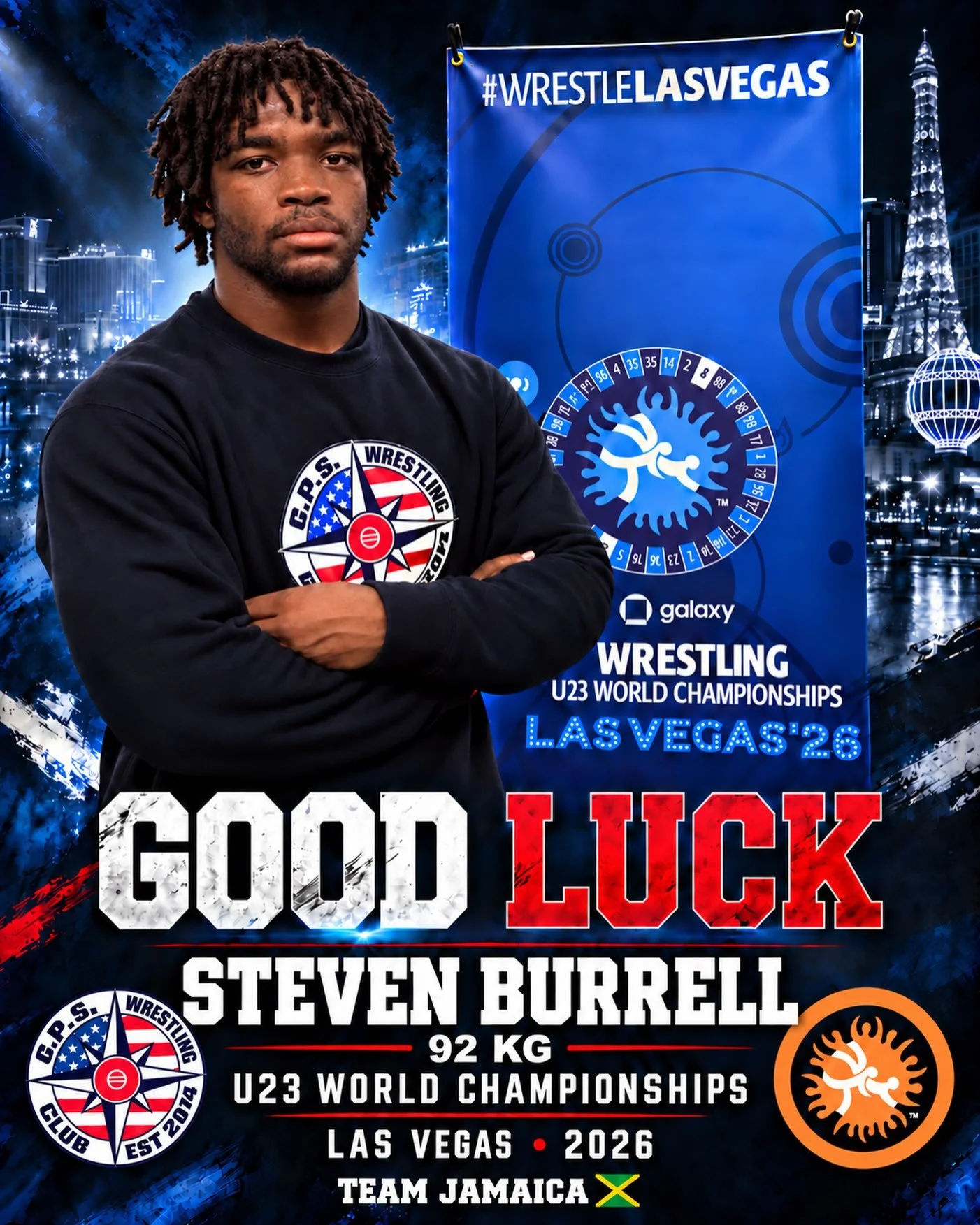 Good luck to our guy Steven Burrell as he returns to the world stage this weekend, representing Jamaica at 92kg at the U23 World Championships in Las Vegas 🌎‼️

Catch the action live on @flowrestling tomorrow.

#IntoTheStorm #GPSwrestling🧭