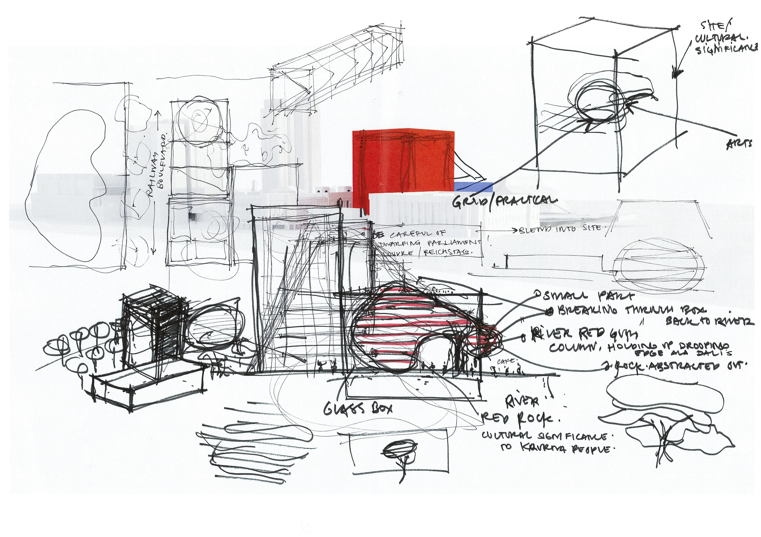 Initial sketch designs show the form generation take shape 