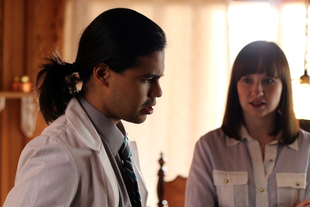 Carlos as Dr. Henry and Mary Kate as Artemis, VERY CONCERNED