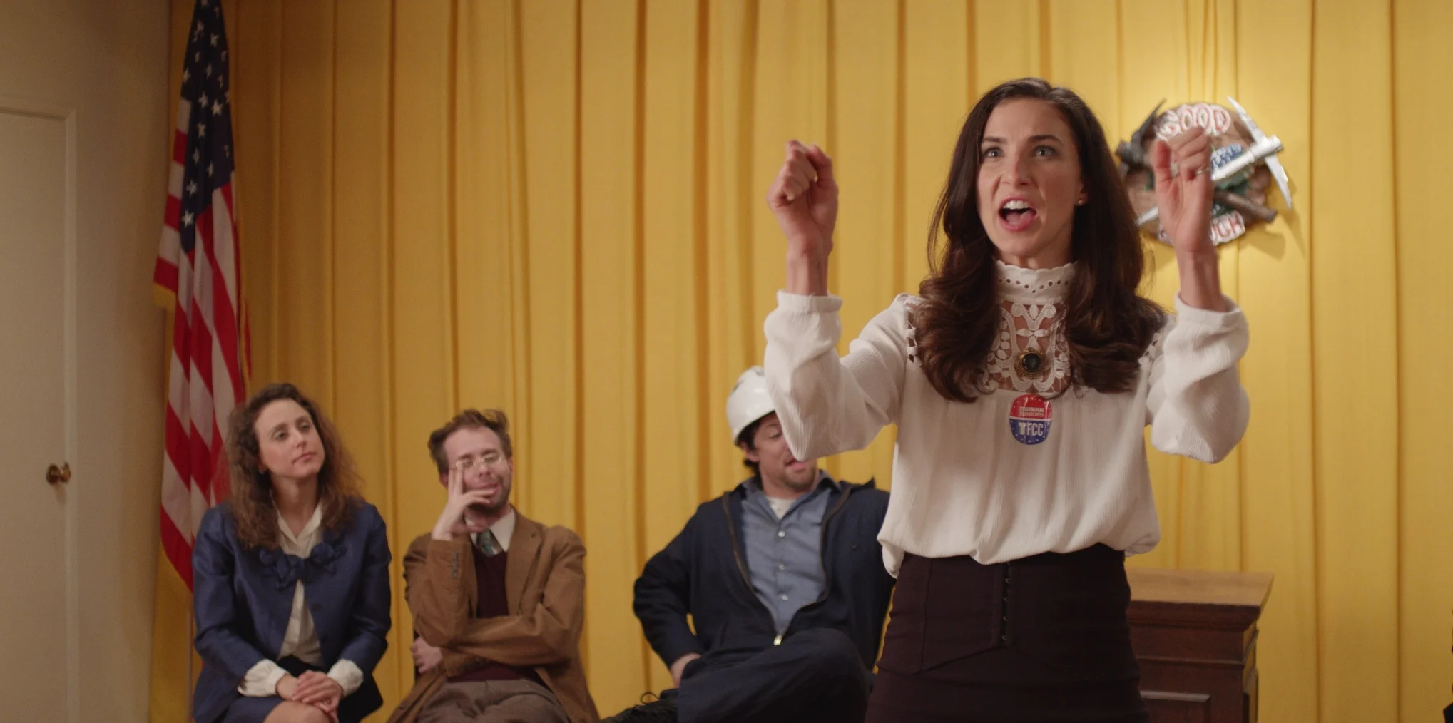 Lauren Lopez as Agnes Florentine, Nick Lang as Aubrey Dockweiler, Curt Mega as Cliff Irons, and Cassie Silva as Truman Hensley