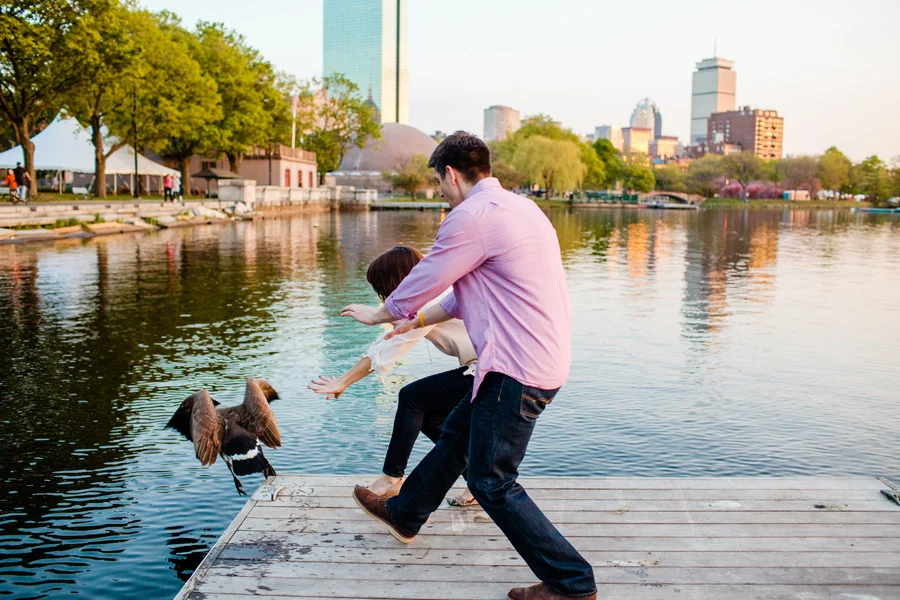 boston skyline esplanade engagement photography