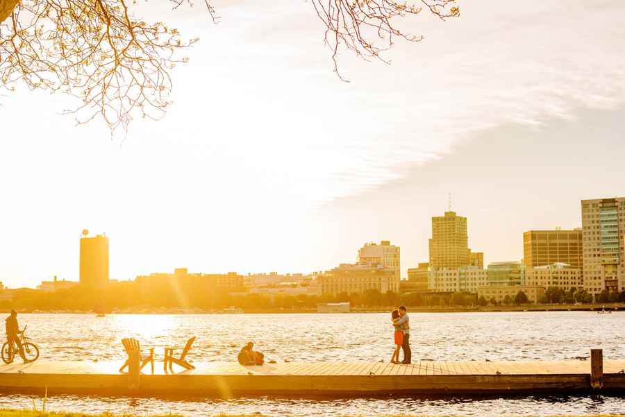  asian boston engagement photos on charles river esplanade 