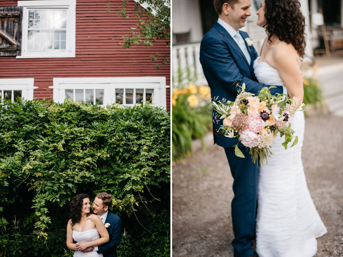 the pitcher inn weddings, couple portrait at the pitcher inn, rustic vermont weddings, beautiful bouquet 