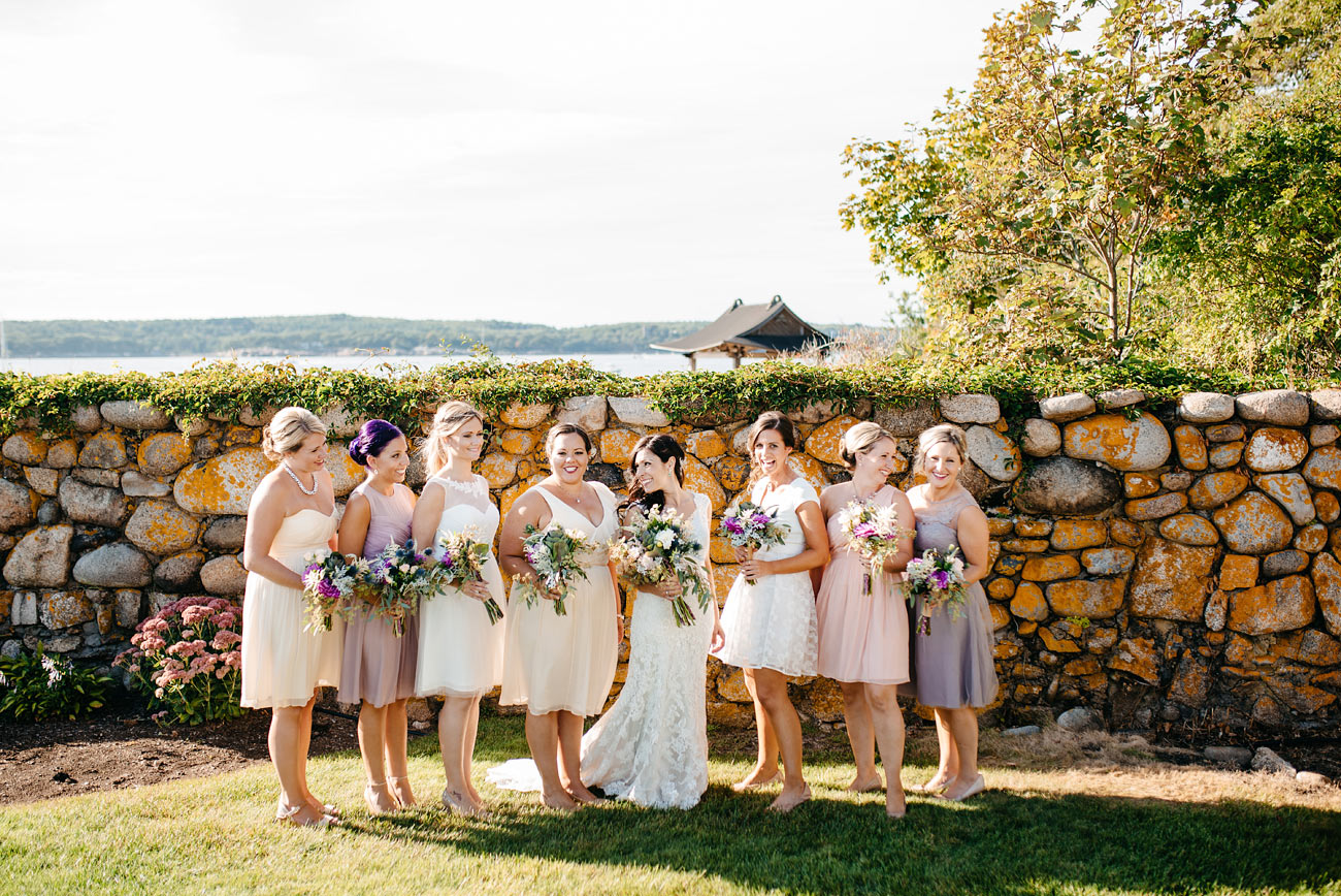 bridesmaids having fun at the eastern point yacht club in Gloucestor, MA