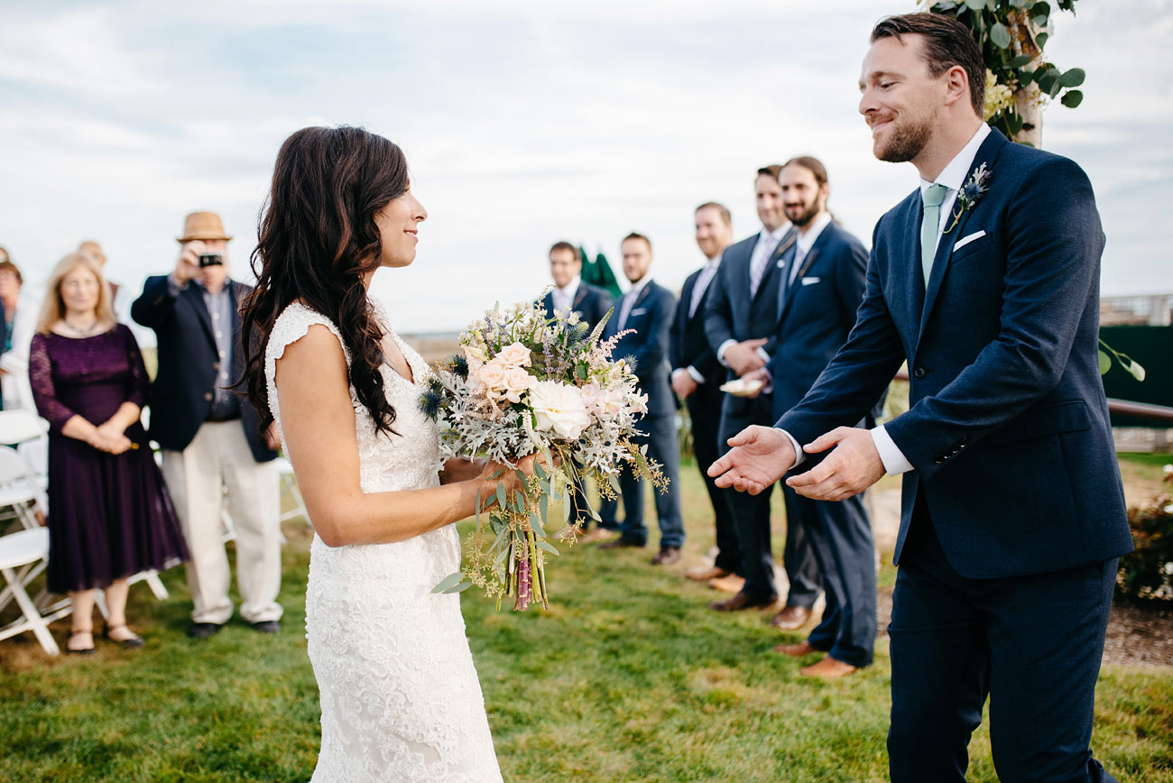real moments at the alter jewish weddings in eastern point yacht club in Gloucestor, MA