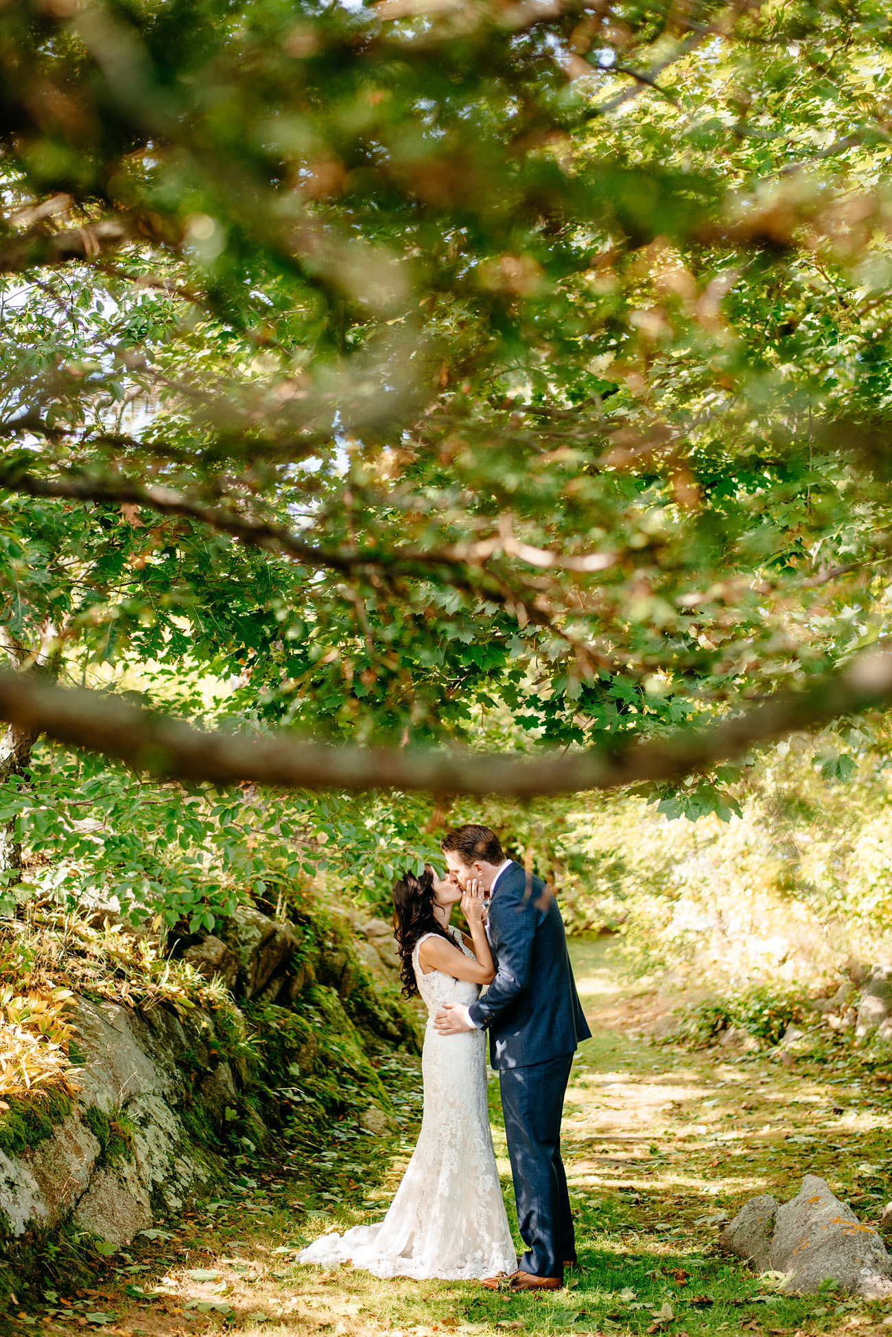 beautiful wedding portrait of the bride and groom at eastern point yacht club private estate weddings in Massachusetts