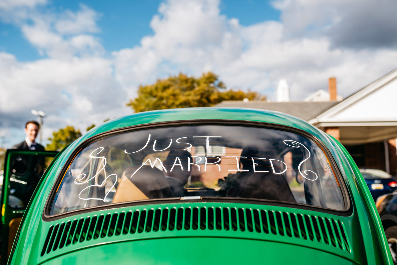  vw beetle with just married in grand rapid michigan 