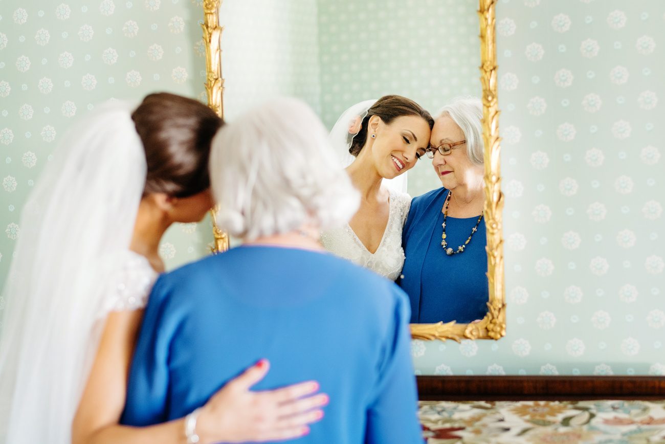 stunning portrait of bride and her mom before the wedding lovely moment cape cod weddings