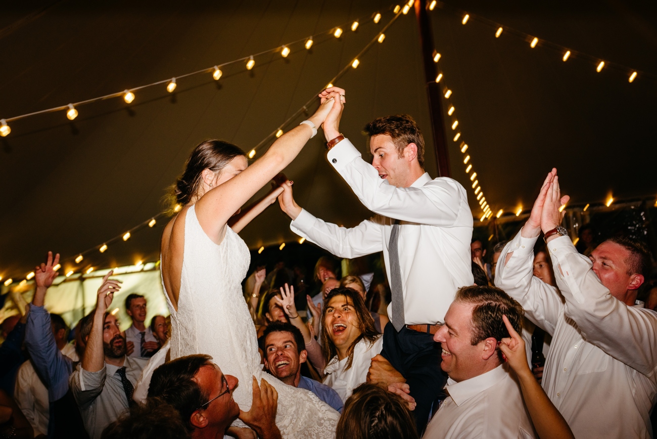 bride and groom partying at their nauticus marina wedding