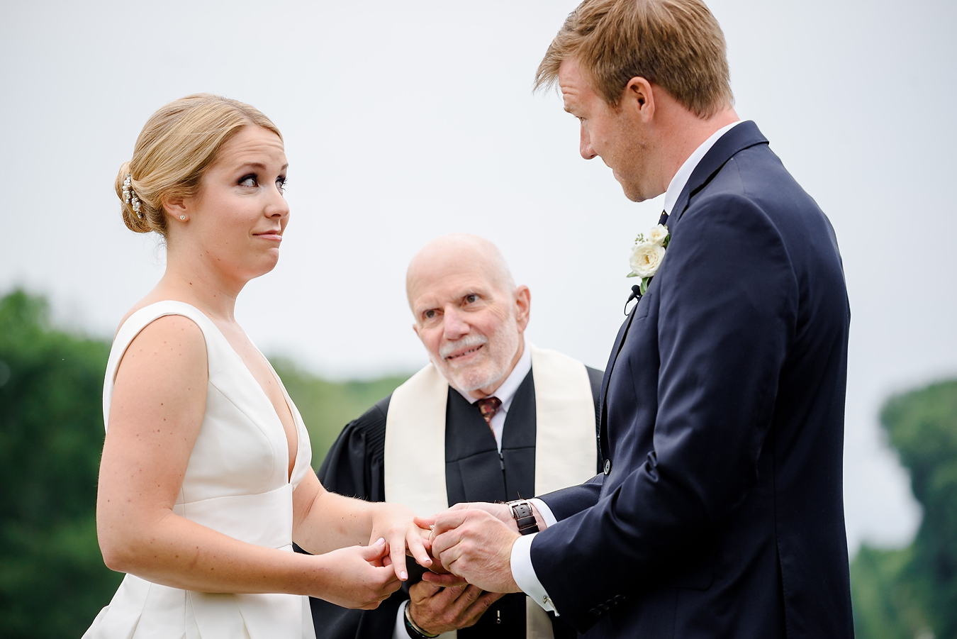 outdoor classic wedding ceremony at the crane estate in ipswich ma