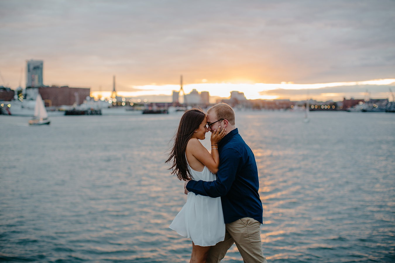 golden hour engagement photos in boston