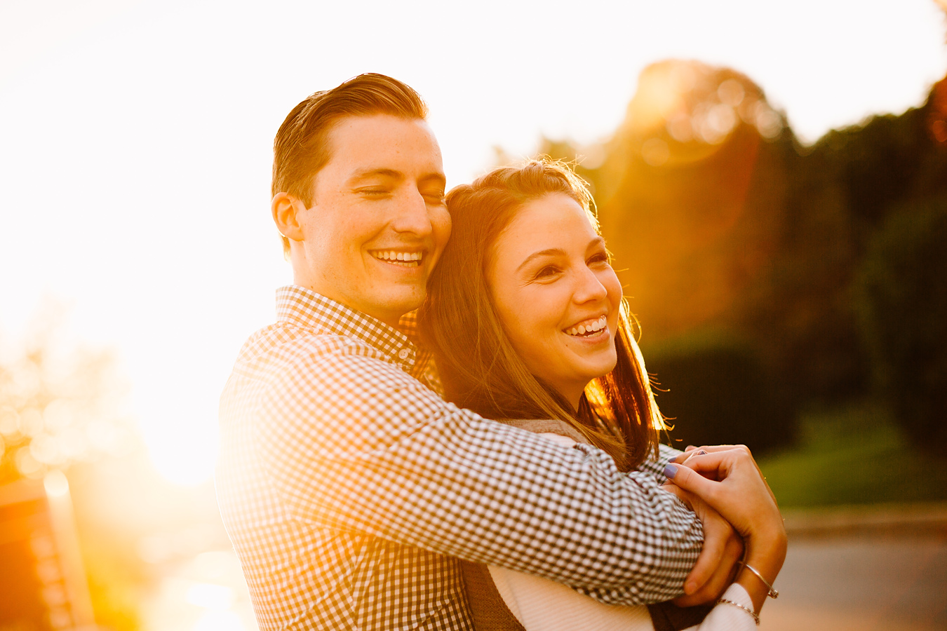 fall sunset engagement photos in boston