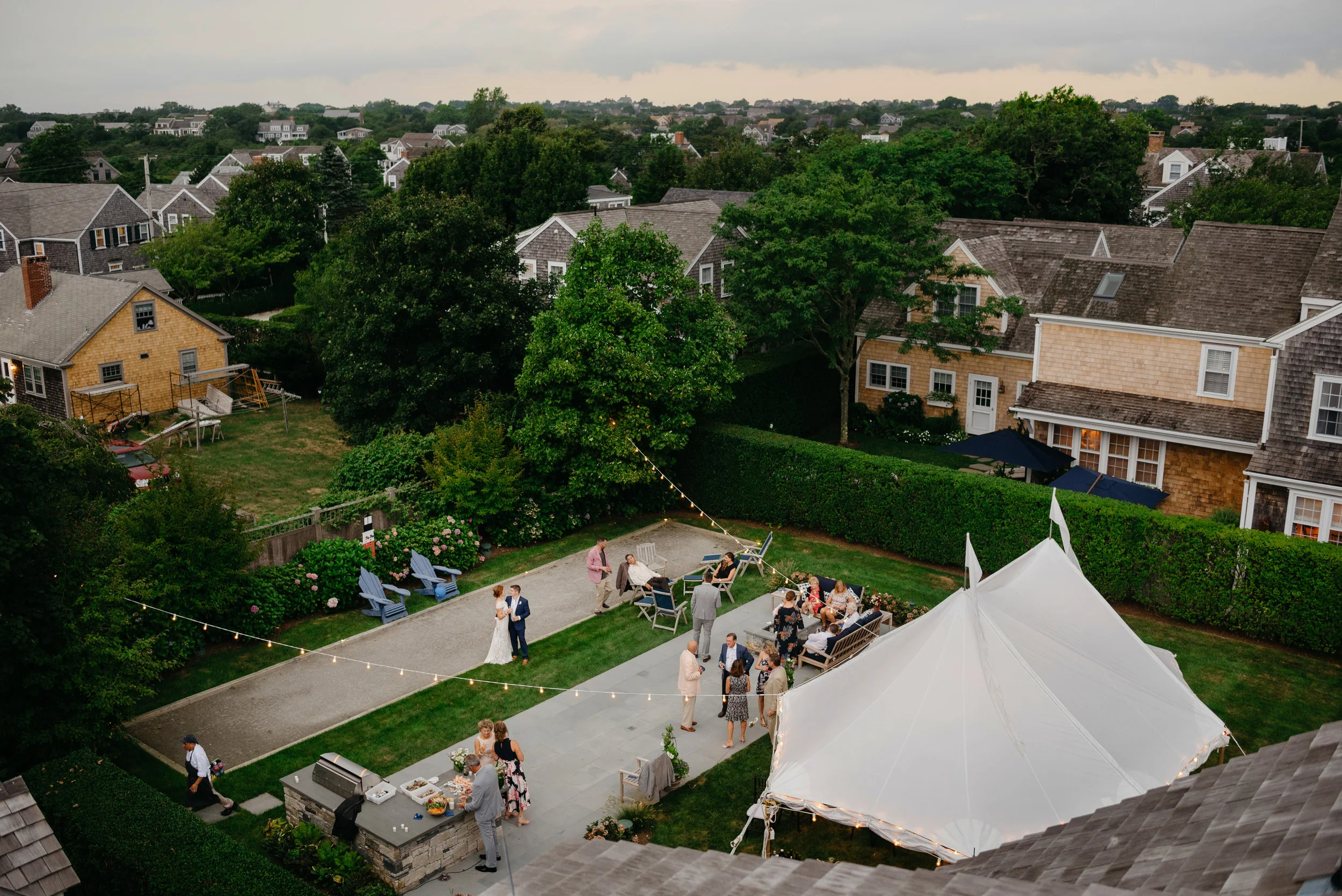 Amazing backyard nantucket destination wedding photo with ocean views