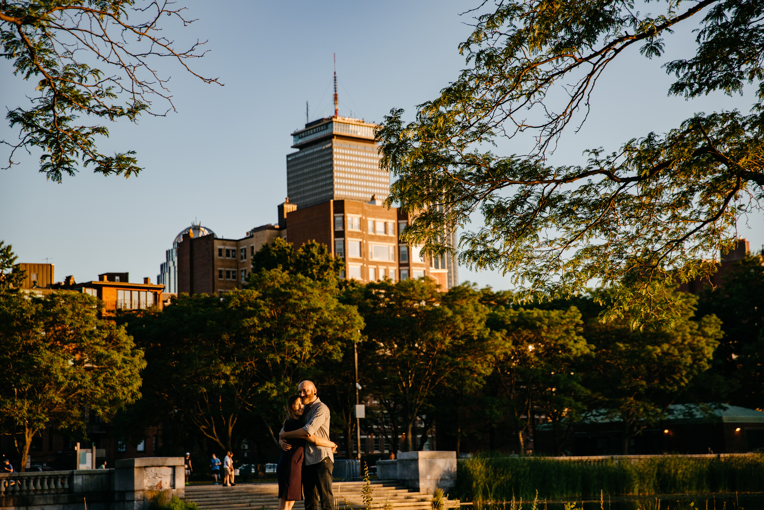  engagement session photos with views of boston skyline and prudential 