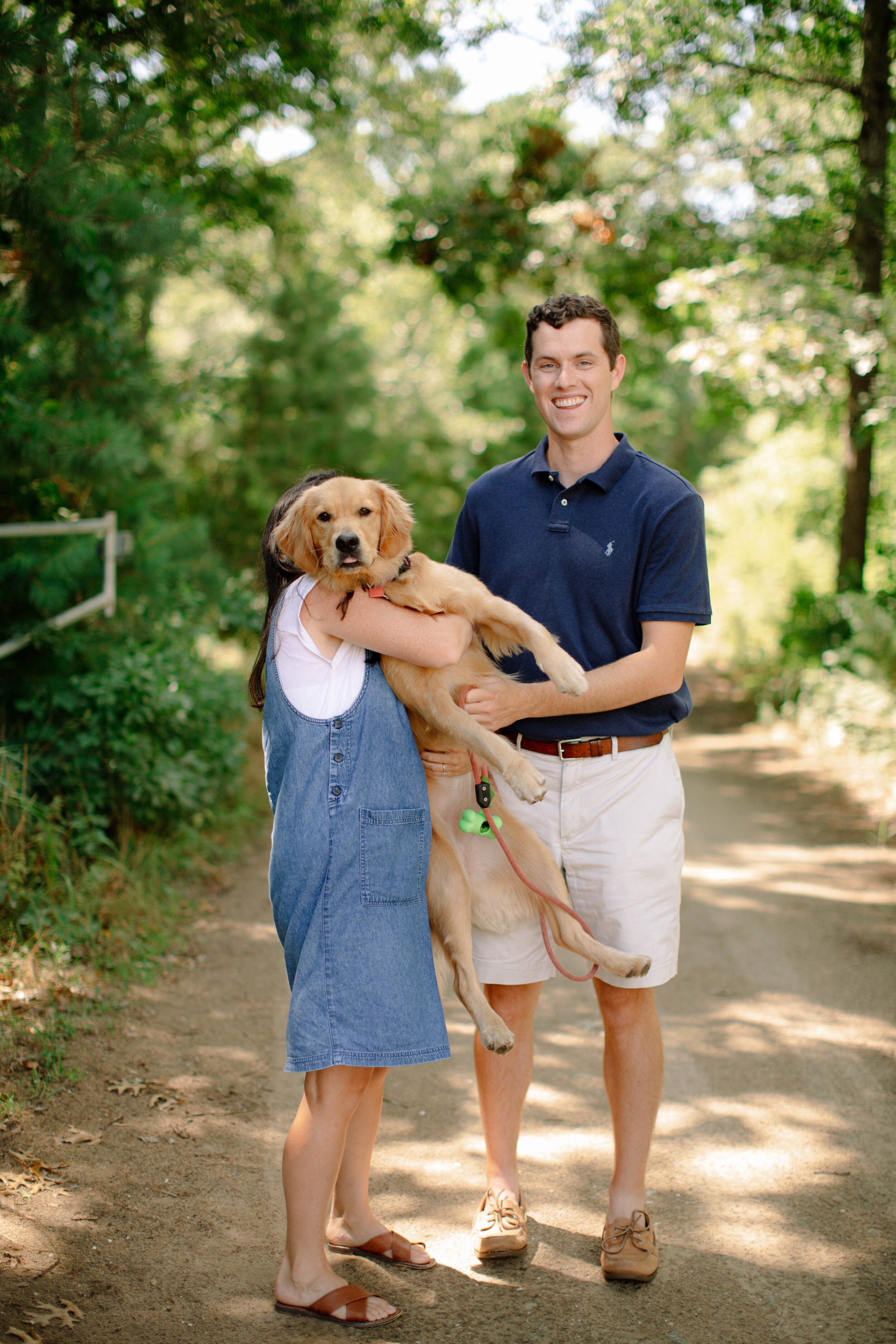 cape cod engagement photos on the water with dog