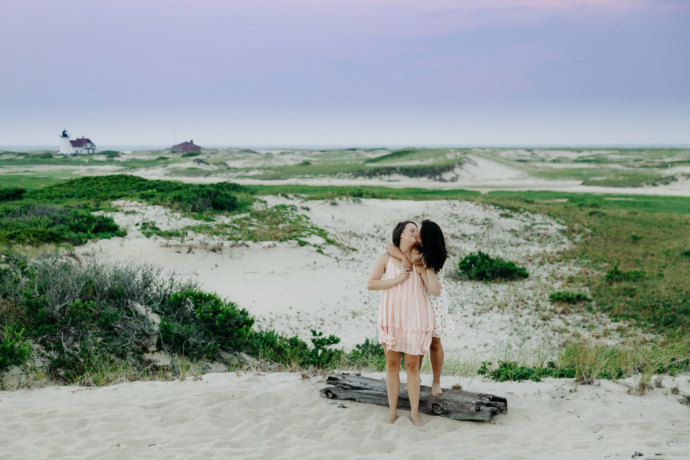 Race Point Beach Light House Engagement Photos with Anne and Katie