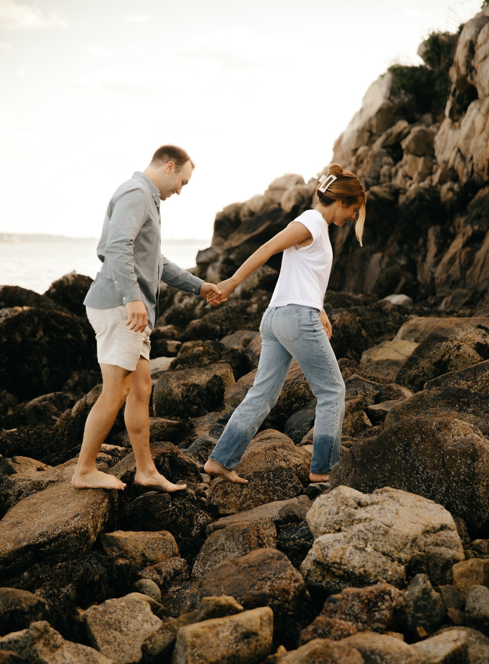 Boston North Shore Beach Engagement Session with the pups