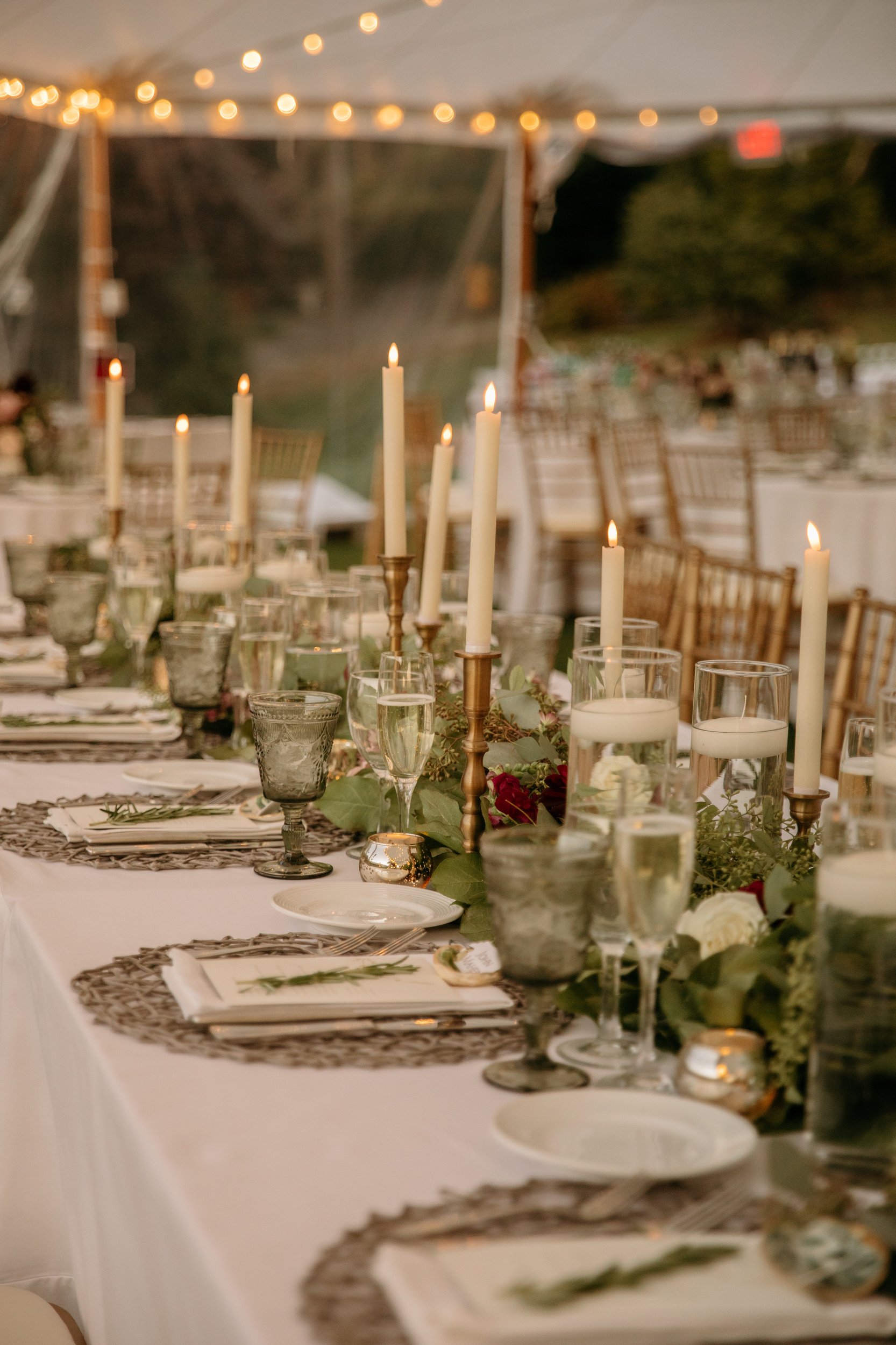 Glastonbury Abbey and Cohasett Golf Club Luxury tent wedding in early fall stylish bride and groom with oysters for placement cards and golden sunset vibes in an editorial documentary style