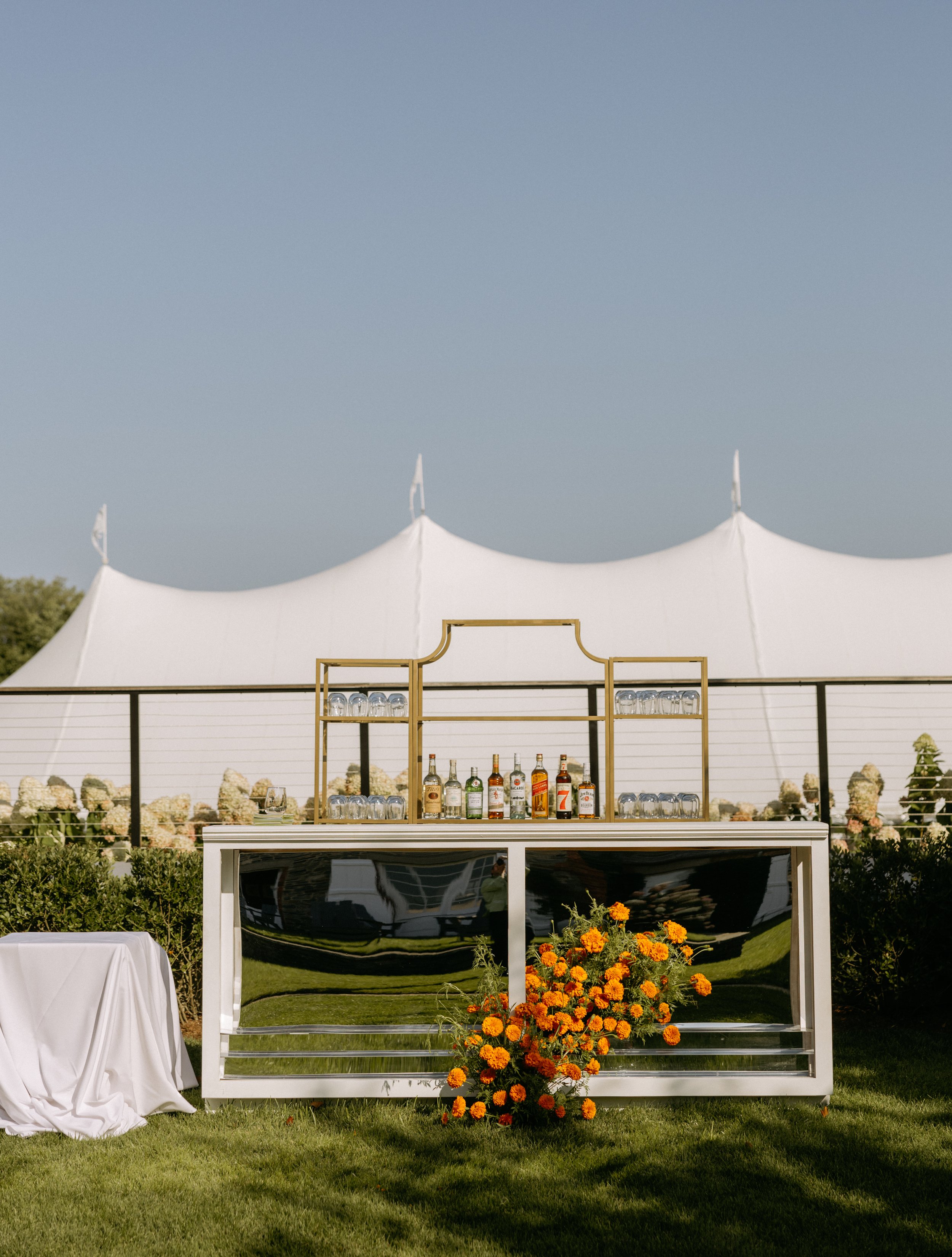 its the little things wedding outdoor estate new england chrome bart with orange flowers