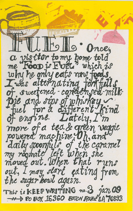 #3 January 2009, 4 x 6 inches, photocopy and handcarved stamps.
