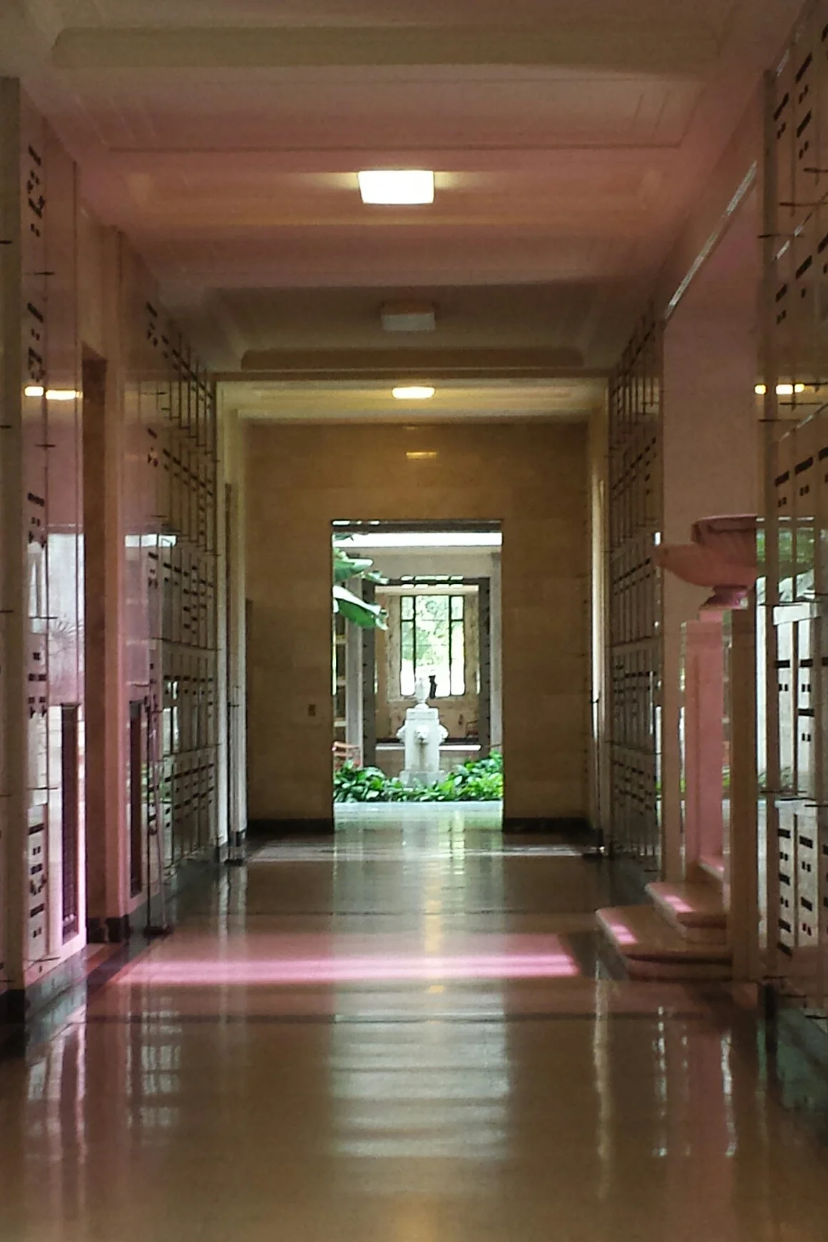 light from purple glass windows