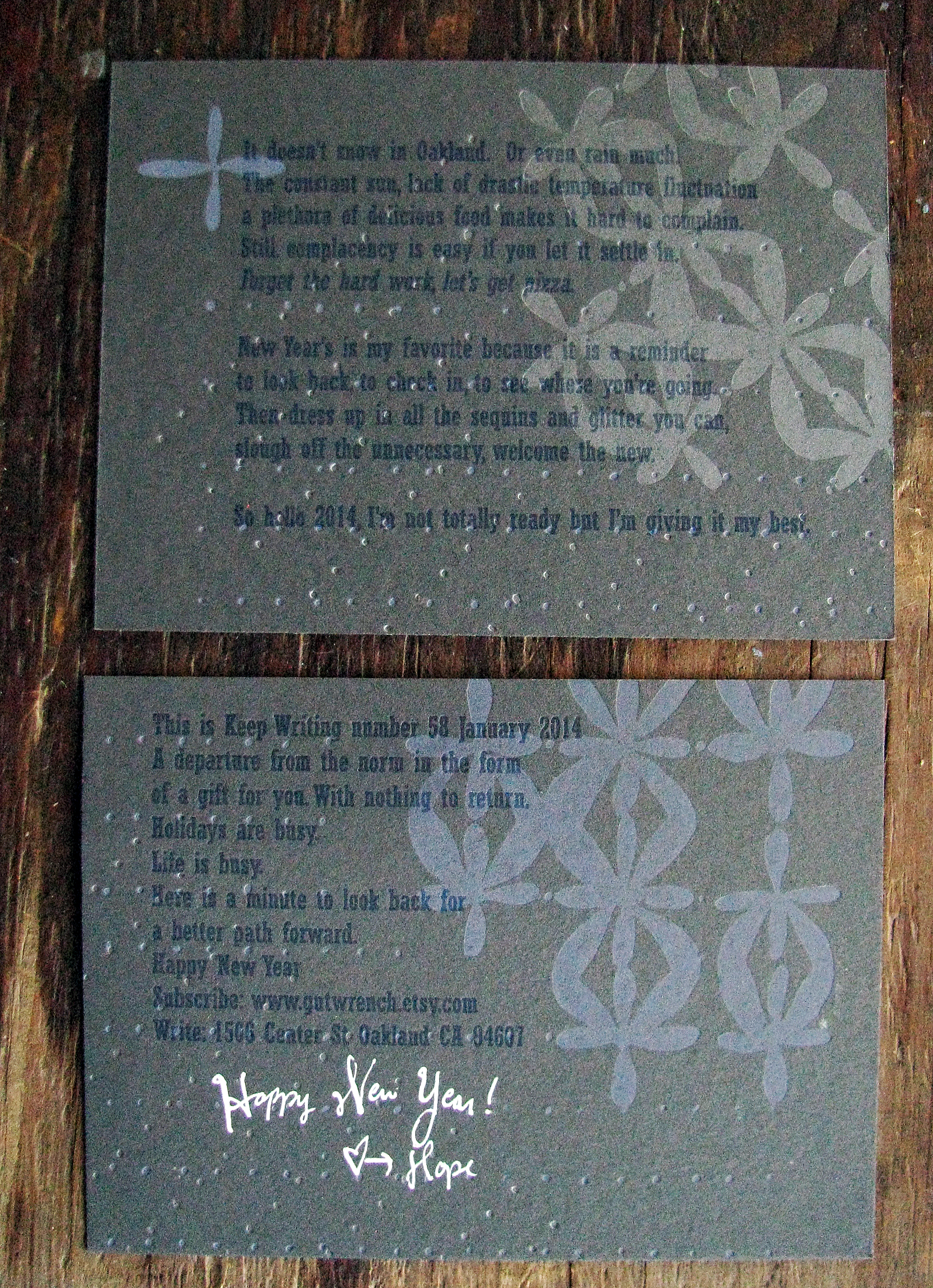 Keep Writing #58 January 2014 Happy New Year!