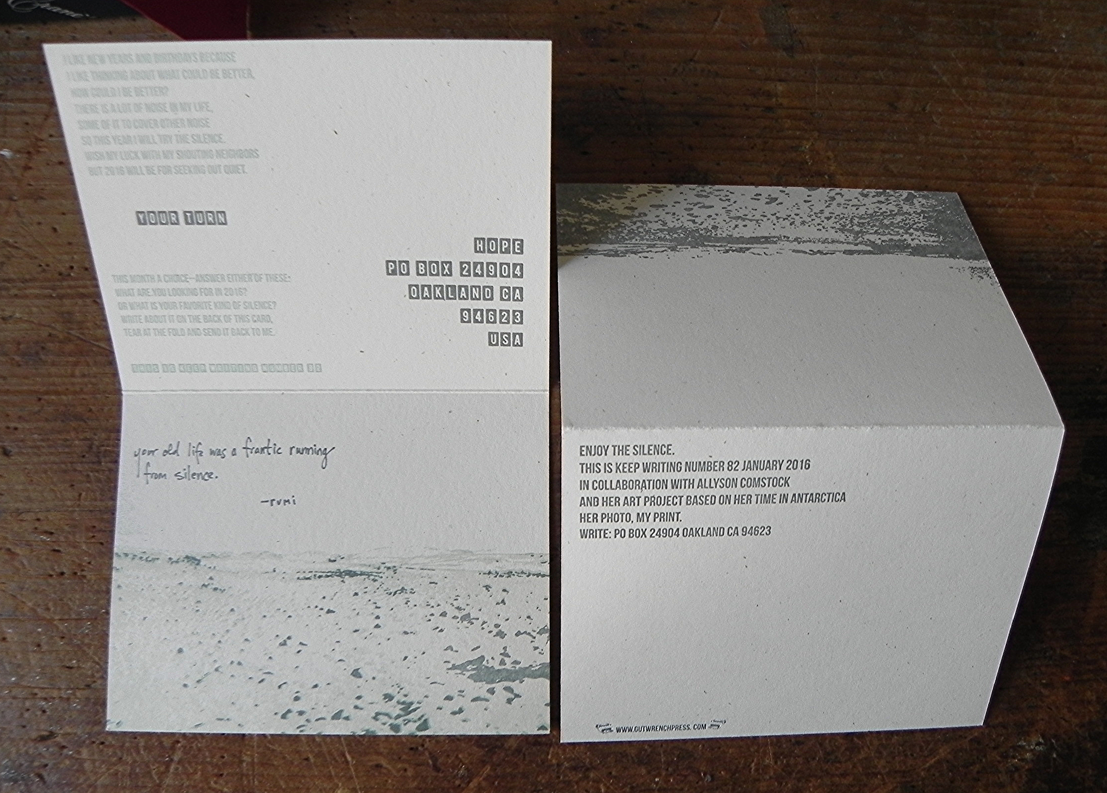 Keep Writing number 82, Silence for the New Year