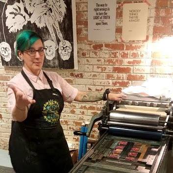 teaching at Blackbird Letterpress. photo by Mark Martin