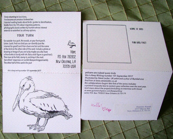 Keep Writing number 101, illustrated by Steve Larder, designed and printed by gutwrench press September 2017