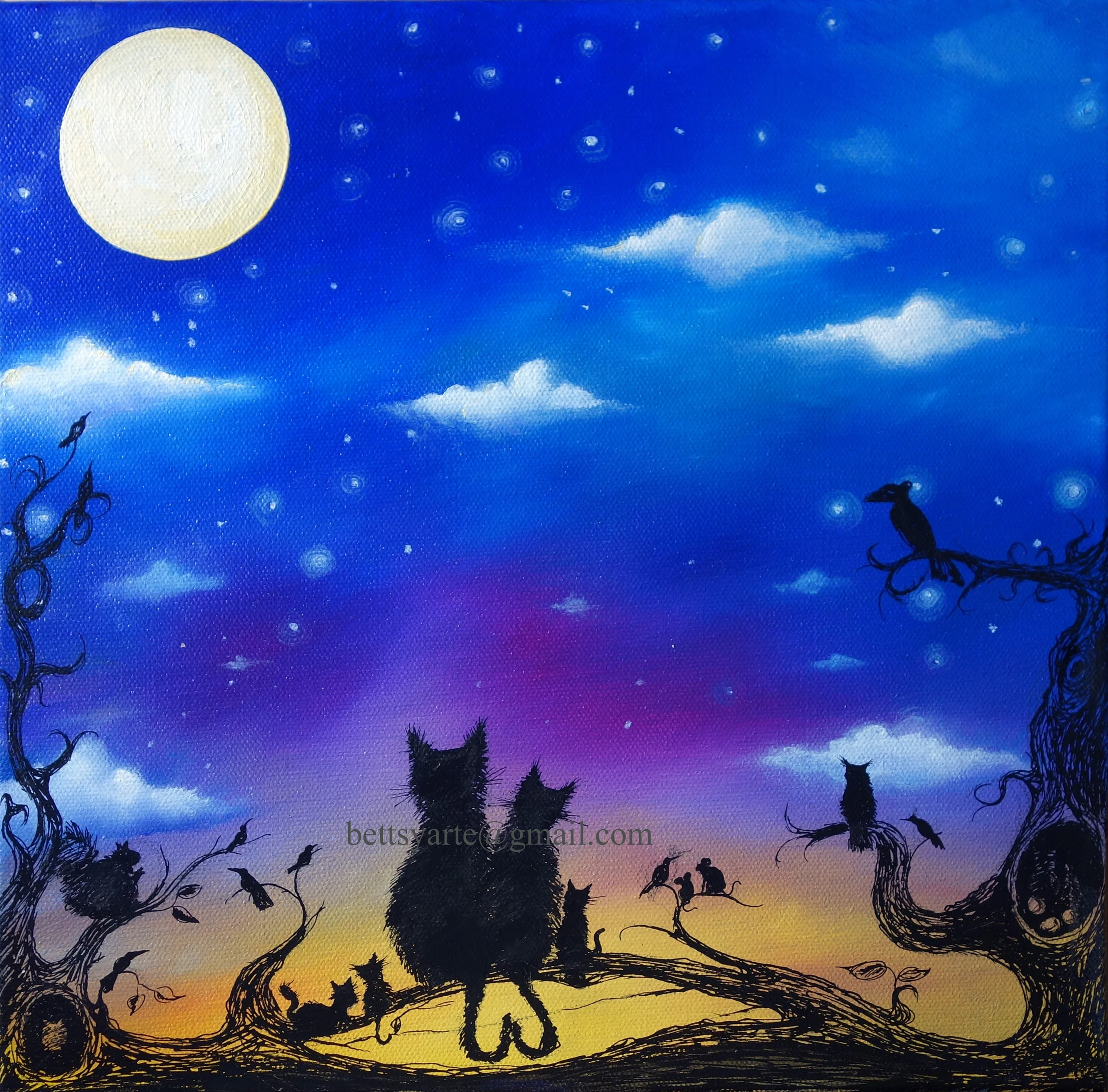 Contemplating the moon II, oil on canvas, 30cm x 30cm, 2012